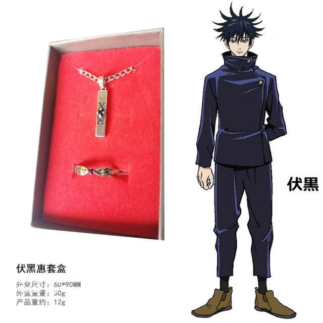 Anime Jujutsu Kaisen Necklace Itadori Yuji Cosplay Accessories Gojo Satoru Ring Kugisaki Nobara Pendant Suit