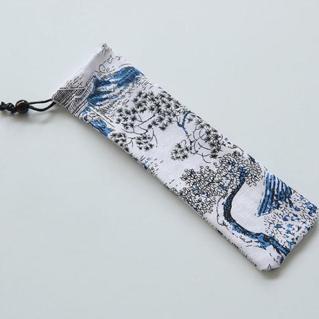 New Portable Pillow Bag Knife Fork Chopsticks Bag Soft 1Pc Air Cotton Zipper Travel Cutlery Bag Storage Supplies