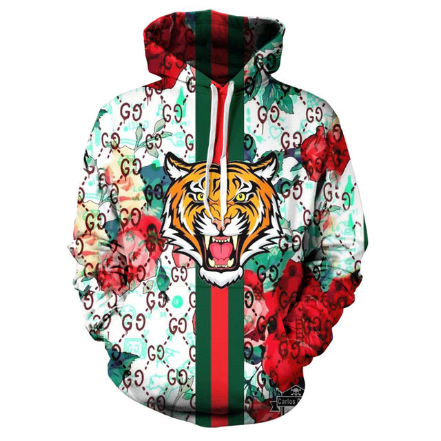 Marca de moda otoño león sudaderas con capucha piel de tigre blanco 3D todo impreso sudadera para hombre Unisex Zip pulóver chaqueta Casual