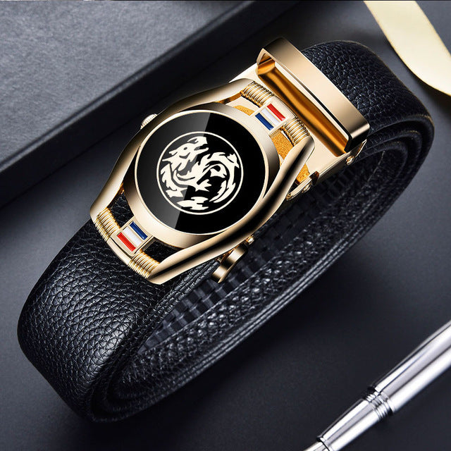 Belts for 3.5cm Width Sports Car Brand Fashion Automatic Buckle Black Genuine Leather Men&