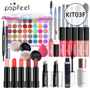 POPFEEL All-in-One-Make-up-Kit (Lidschatten, LiGloss, Lippenstift, Pinsel, Augenbrauen, Concealer) Beauty-Kosmetiktasche