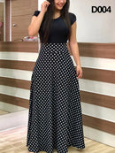 Plus Size Damen Sommer Print Stitching Flower Langes Bankettkleid 2021 Figurbetontes Kleid Elegant Sexy Frau Super Langes Kleid