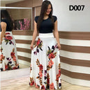 Plus Size Damen Sommer Print Stitching Flower Langes Bankettkleid 2021 Figurbetontes Kleid Elegant Sexy Frau Super Langes Kleid