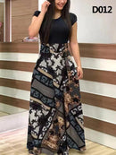 Plus Size Damen Sommer Print Stitching Flower Langes Bankettkleid 2021 Figurbetontes Kleid Elegant Sexy Frau Super Langes Kleid