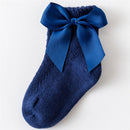 Calcetines de verano para niñas pequeñas, calcetín largo con lazo para niños, hasta la rodilla, malla de algodón suave, estilo español, calcetines transpirables para niños de 0 a 5 años