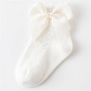 Calcetines de verano para niñas pequeñas, calcetín largo con lazo para niños, hasta la rodilla, malla de algodón suave, estilo español, calcetines transpirables para niños de 0 a 5 años