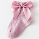 Calcetines de verano para niñas pequeñas, calcetín largo con lazo para niños, hasta la rodilla, malla de algodón suave, estilo español, calcetines transpirables para niños de 0 a 5 años