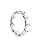Authentische 925 Sterling Silber Prinzessin Tiara Krone Funkelndes Liebesherz, CZ Ringe für Frauen Verlobungsschmuck Jubiläum