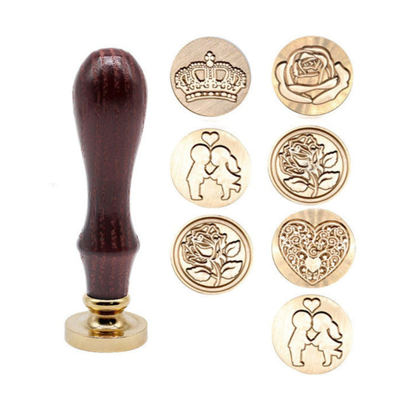 Vintage Wood Handle Wax Stamp Exquisite Paint DIY Invitation Cards Sealing Stamp for Wedding Handmade Art Craft Envelope Sealing