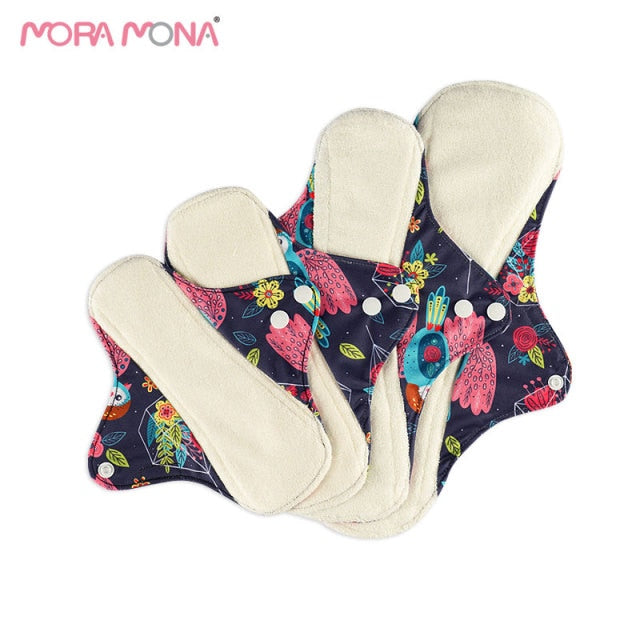 Toalla sanitaria lavable para posparto con estampado floral de Mora Mona, 4 unidades/juego