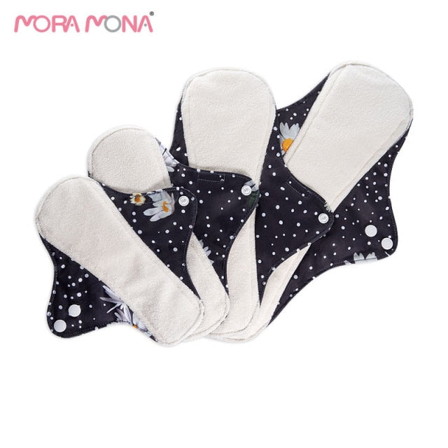 Mora Mona Floral Print Postpartum Menstrual Pad Washable Sanitary Napkin  4Pcs/Set