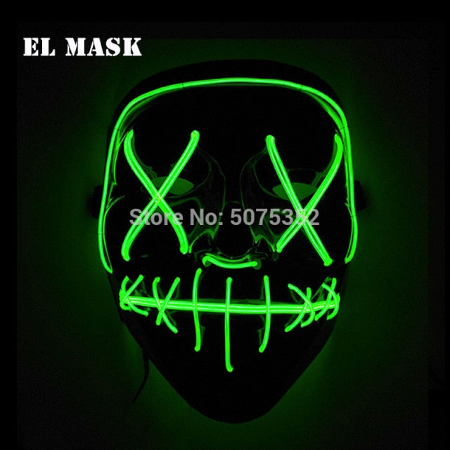 2021 Heiße Verkäufe Mode LED Maske Leuchtende Glühende Halloween Party Maske Neon EL Maske Halloween Cosplay Maske Mascara Horror Maska