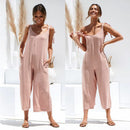 Strampler Sommer neue Frauen Casual Lose Leinen Baumwolle Overall Ärmellos Rückenfrei Playsuit Hose Overalls