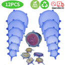 6/12 Uds. Tapas de silicona adaptables, tapas universales reutilizables para alimentos, tapa estirable lavable de silicona para envolver alimentos, accesorios de cocina