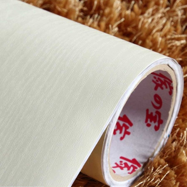 Self-Adhesive Wood Wallpaper White PVC Waterproof Decorative Film Kitchen Cabinet Bedroom Wardrobe Furniture Renovation Stickers