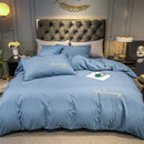 Reines Weiß Bettwäsche Set King Size Schlafzimmer Schlicht Und Raffiniert Heimtextilien Komfort Bettwäsche Bettlaken Set 220X240CM 4STK