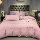 Reines Weiß Bettwäsche Set King Size Schlafzimmer Schlicht Und Raffiniert Heimtextilien Komfort Bettwäsche Bettlaken Set 220X240CM 4STK