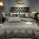 Reines Weiß Bettwäsche Set King Size Schlafzimmer Schlicht Und Raffiniert Heimtextilien Komfort Bettwäsche Bettlaken Set 220X240CM 4STK