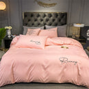 Reines Weiß Bettwäsche Set King Size Schlafzimmer Schlicht Und Raffiniert Heimtextilien Komfort Bettwäsche Bettlaken Set 220X240CM 4STK