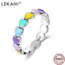 LEKANI Authentische 925 Sterling Silber Stapelbare Regenbogen Herz Fingerringe Für Frauen Romantische Verlobungsringe Edlen Schmuck Am besten
