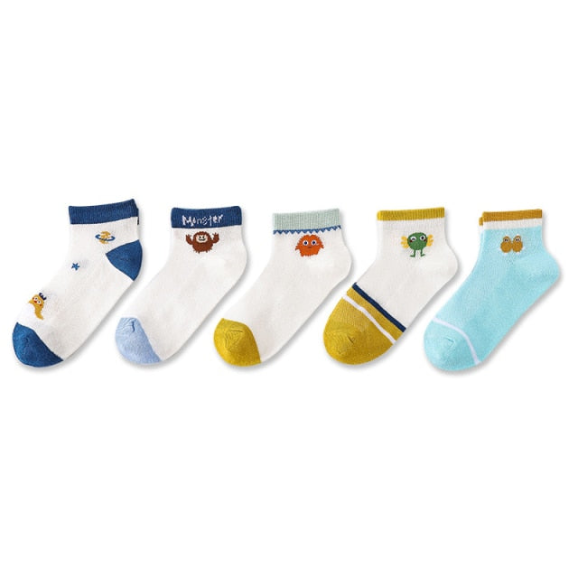 5 Pairs/Lot Children Cotton Socks Boy Girl Baby Infant Ultrathin Fashion Breathable Solid Mesh Socks For Summer 1-12T Teens Kids