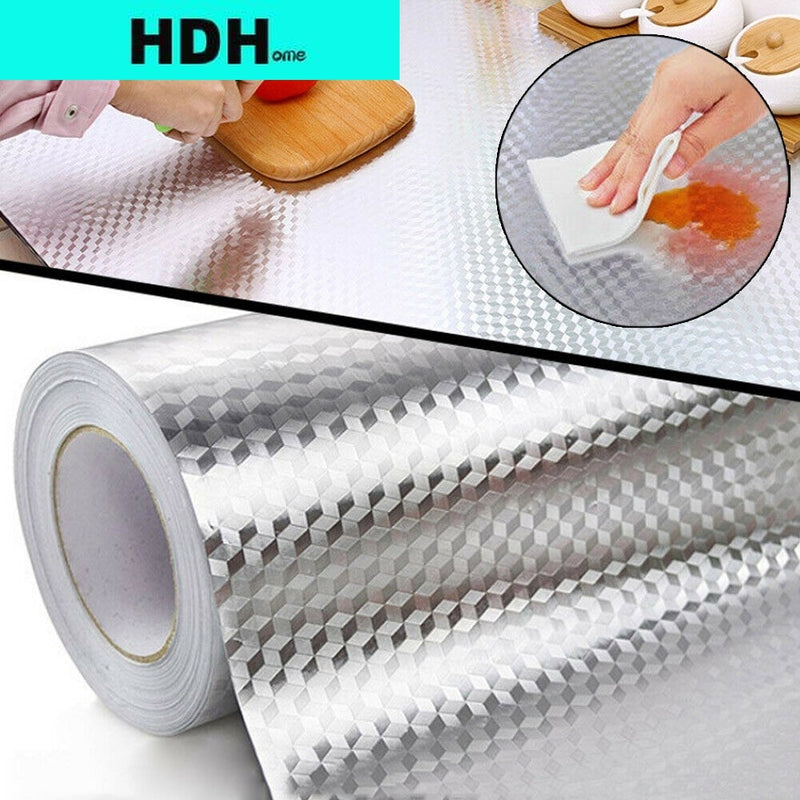 HDHome Küche Ölfeste Wasserdichte Aufkleber Aluminiumfolie Küche Herd Schrank Selbstklebende Wandaufkleber DIY Tapete