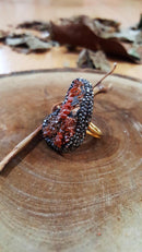 Dr Stone Naturstein Vanadinite Stone 22 Karat vergoldeter Damen Armreif WHSR31