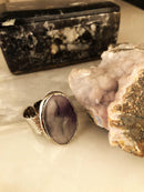 Dr Stone Naturstein Damen Amethyst Stein verstellbarer Ring AHL25