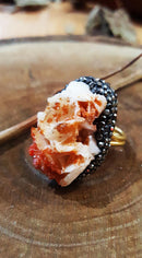 Dr Stone Naturstein Vanadinite Stone 22 Karat vergoldeter Damen Armreif WHSR14