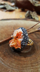 Dr Stone Naturstein Vanadinite Stone 22 Karat vergoldeter Damen Armreif WHSR8