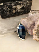 Dr Stone Naturstein Damen Achat Stein verstellbarer Ring AHL34