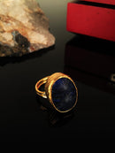 Dr Stone Naturstein Damen Lapislazuli Stein Vergoldeter Ring KRB140