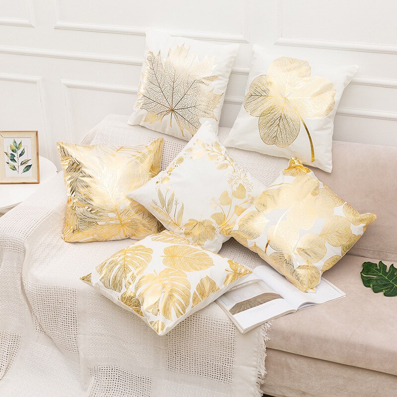 Gold Black Christmas Pillow Cover Living Room Decorative Pillowcases Cushion Couch Plaid Chair Cushion Home Cover 45*45 Cm