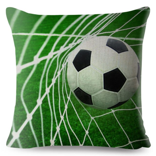 45*45cm Pillow Cover Cartoon Football Print Square Cushion Cover Linen Throw Pillows Cases Sofa Home Decor Cushion Covers