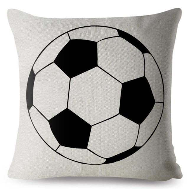 45 * 45 cm Kissenbezug Cartoon Football Print Quadratischer Kissenbezug Leinen Kissenbezüge Sofa Home Decor Kissenbezüge