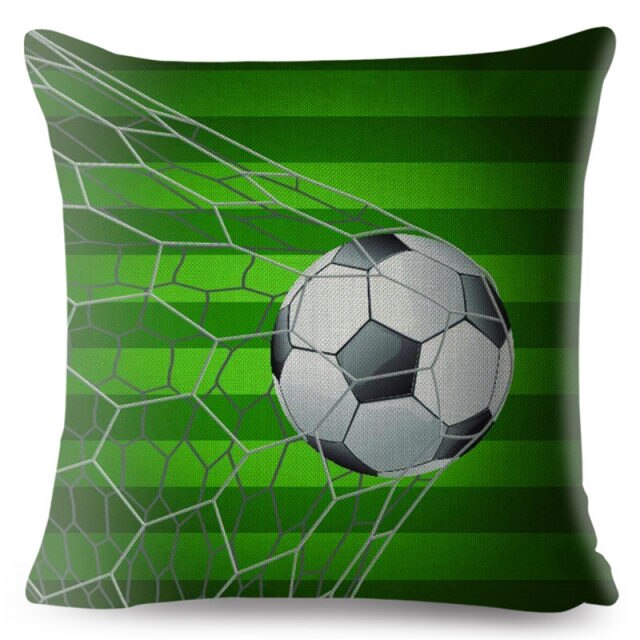 45 * 45 cm Kissenbezug Cartoon Football Print Quadratischer Kissenbezug Leinen Kissenbezüge Sofa Home Decor Kissenbezüge