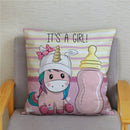 Einhorn-Druck, superweicher, kurzer Plüsch-Kissenbezug, niedliche Cartoon-Kissenbezüge, 45 x 45, quadratische Kissenbezüge, Heimdekoration, Kissenbezug