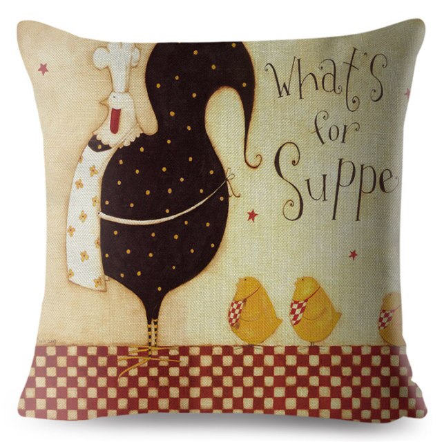 Cover Pillow 45*45 Rooster Chicken Cock Vintage Design Print Cushion Linen Pillow Covers Throw Sofa Home Decor Pillowcase Cases