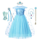 Frozen Mädchen Elsa Cosplay Kleid Kostüm Mädchen Schneekönigin Halloween Geburtstagsfeier Kinder Prinzessin Kleidung Umhang Disney