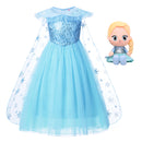 Frozen Mädchen Elsa Cosplay Kleid Kostüm Mädchen Schneekönigin Halloween Geburtstagsfeier Kinder Prinzessin Kleidung Umhang Disney