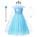 Frozen Mädchen Elsa Cosplay Kleid Kostüm Mädchen Schneekönigin Halloween Geburtstagsfeier Kinder Prinzessin Kleidung Umhang Disney
