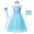 Frozen Mädchen Elsa Cosplay Kleid Kostüm Mädchen Schneekönigin Halloween Geburtstagsfeier Kinder Prinzessin Kleidung Umhang Disney
