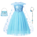 Frozen Mädchen Elsa Cosplay Kleid Kostüm Mädchen Schneekönigin Halloween Geburtstagsfeier Kinder Prinzessin Kleidung Umhang Disney