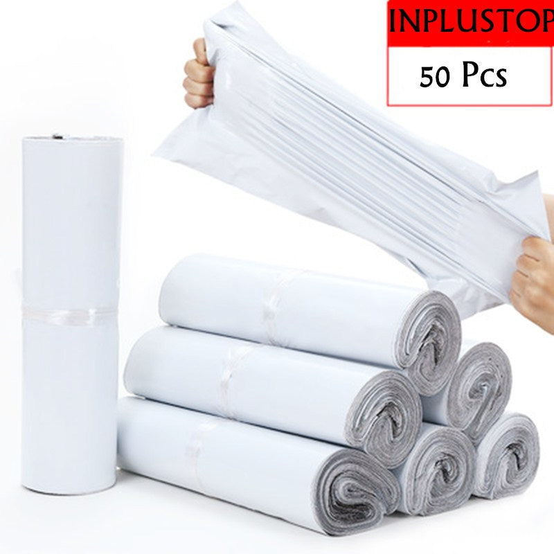 INPLUSTOP 50pcs/lot Opaque PE Plastic Express Envelope Storage Bags White Color Mailing Bags Self Adhesive Seal Courier Bag