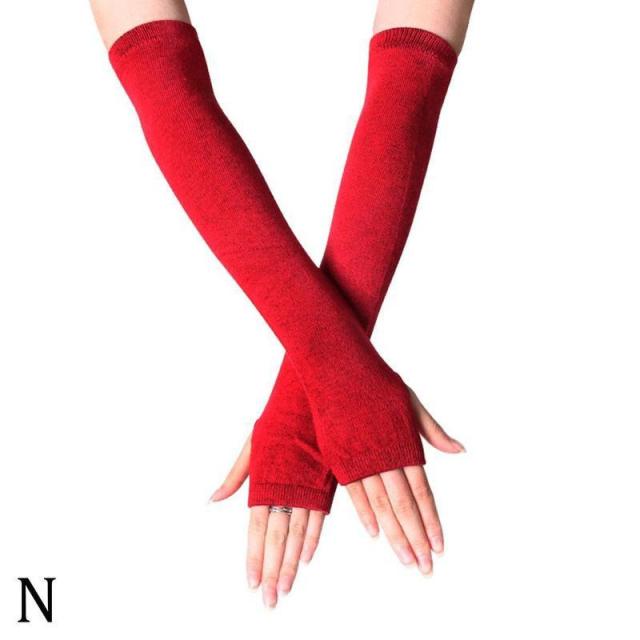 Unisex Long Fingerless Gloves Gloves Arm Cover Striped Cotton Wrist Sleeves Arm Warmer Sleeve Knitted Gloves Womens Fingerless