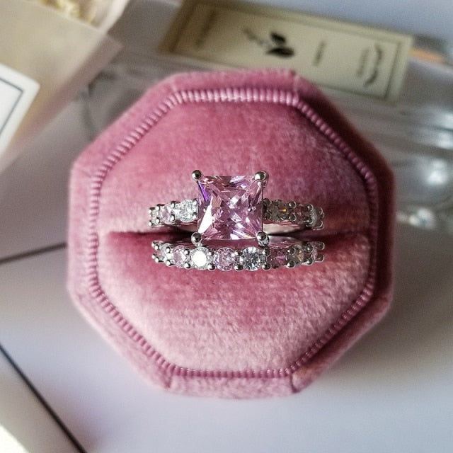 2021 neue Luxus Mode 925 Sterling Silber Rosa Engagement Ehering Ewigkeit Ring für Frauen Weihnachtsgeschenk Liebe Schmuck Z2