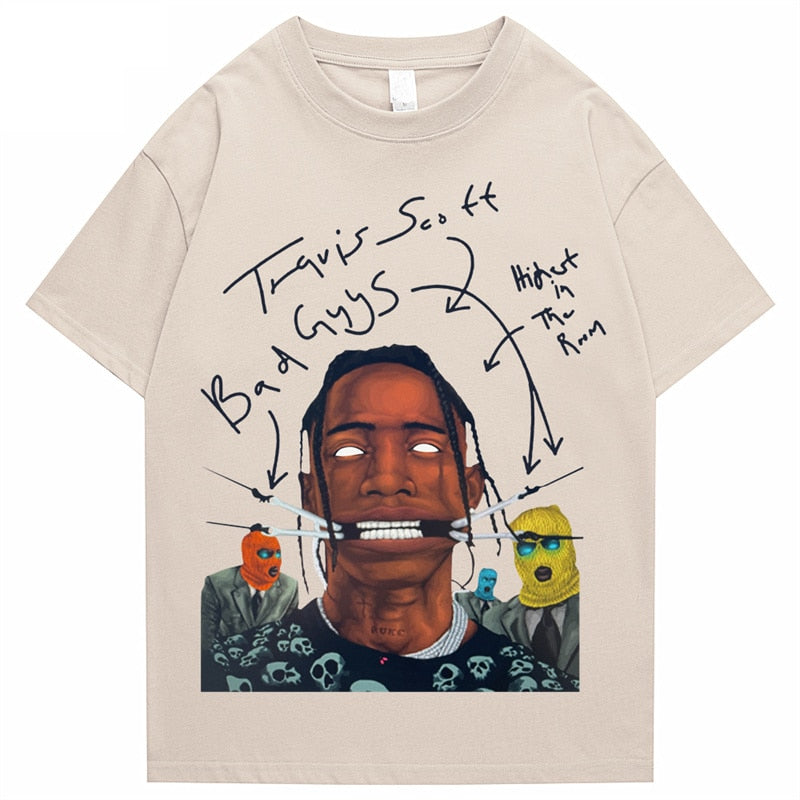 Camiseta de gran tamaño Travis Scott AstroWorld Tour para hombre y mujer, camisetas con estampado de letras 1:1, ropa informal estilo hip hop, camiseta ASTROWORLD de kanye west