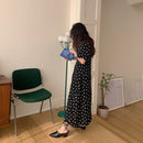 CMAZ 2021 Sommer Lange Polka Dot Casual Kleider Schwarz Weiß Oansatz Sommerkleid Urlaub Elegante Boho Party Kleidung 58031 #