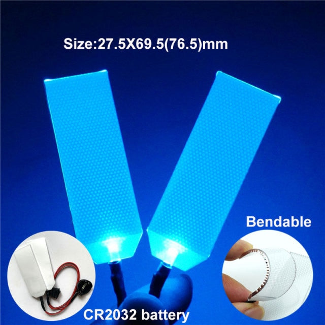 27.5X69.5(76.5)mm Flexible Bendable DIY LED Light Eyes Kits For Halloween Helmet Mask Eye Light Cosplay Accessories CR2032 Input