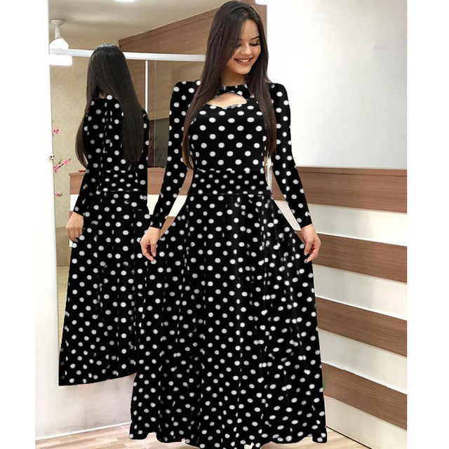 Women Short Sleeve Hollow Out O-neck Long Dress Summer Elegant Floral Printed High Waist Elastic Elegant Boho Robe Maxi Vestidos